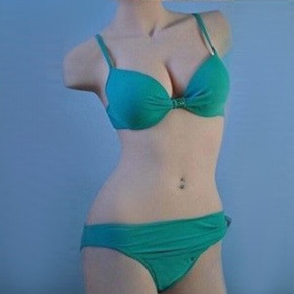 Green Rhinestone Jeweled Bikini Set b18 - Picture 2 of 7
